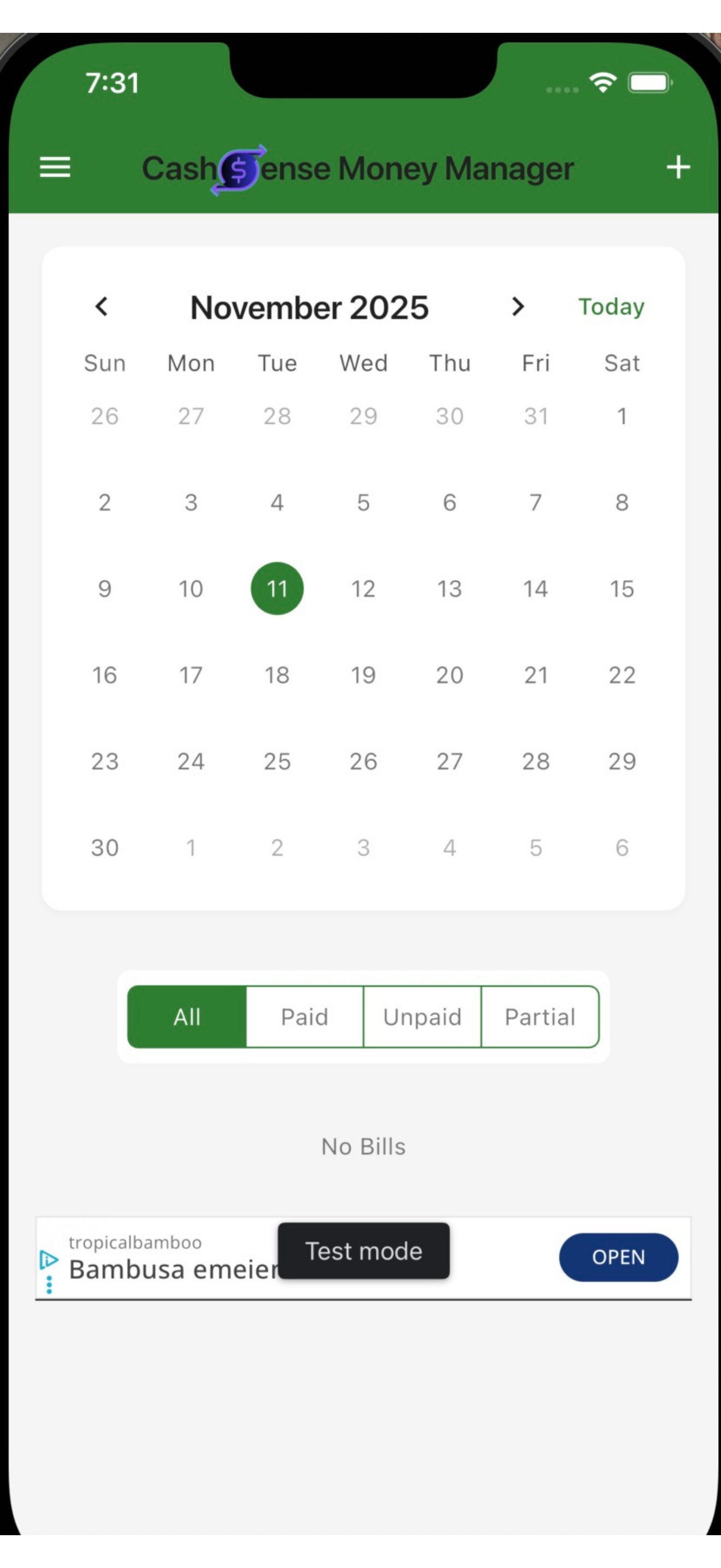 CashSense Calendar Preview