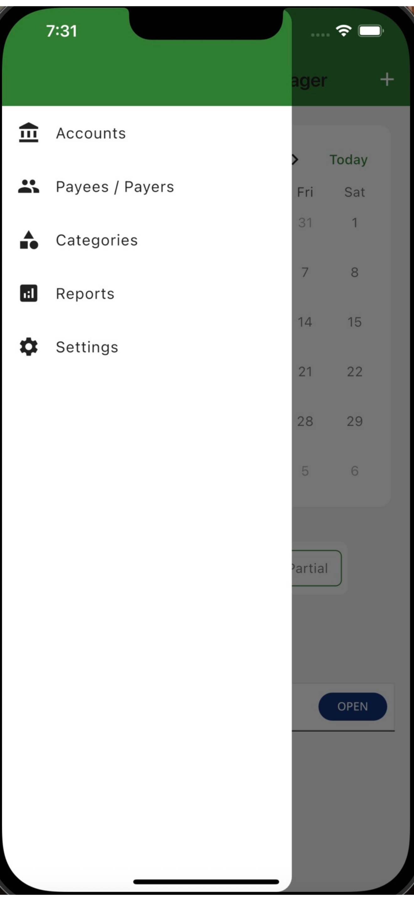 CashSense Menu Preview