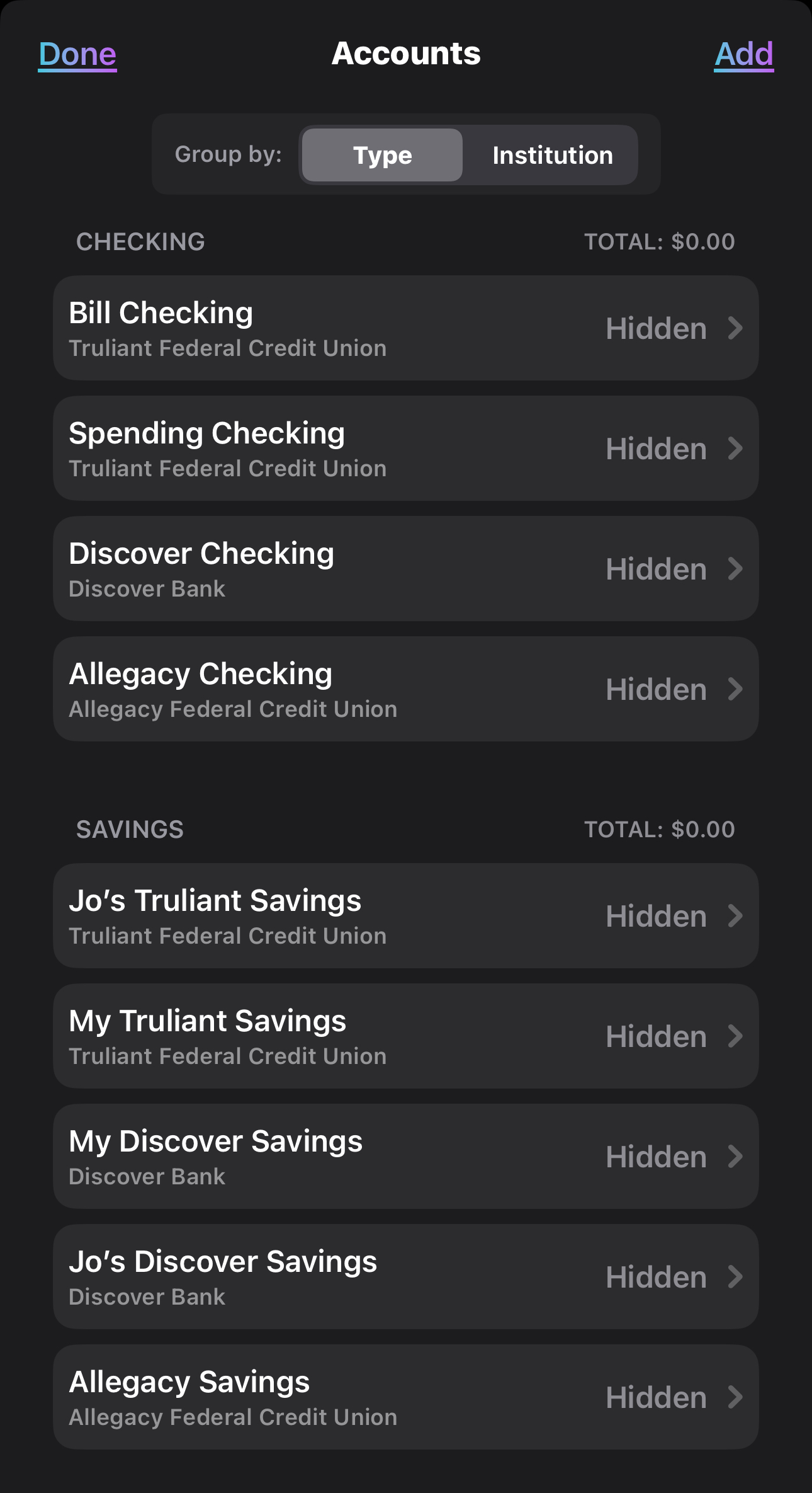Accounts Preview
