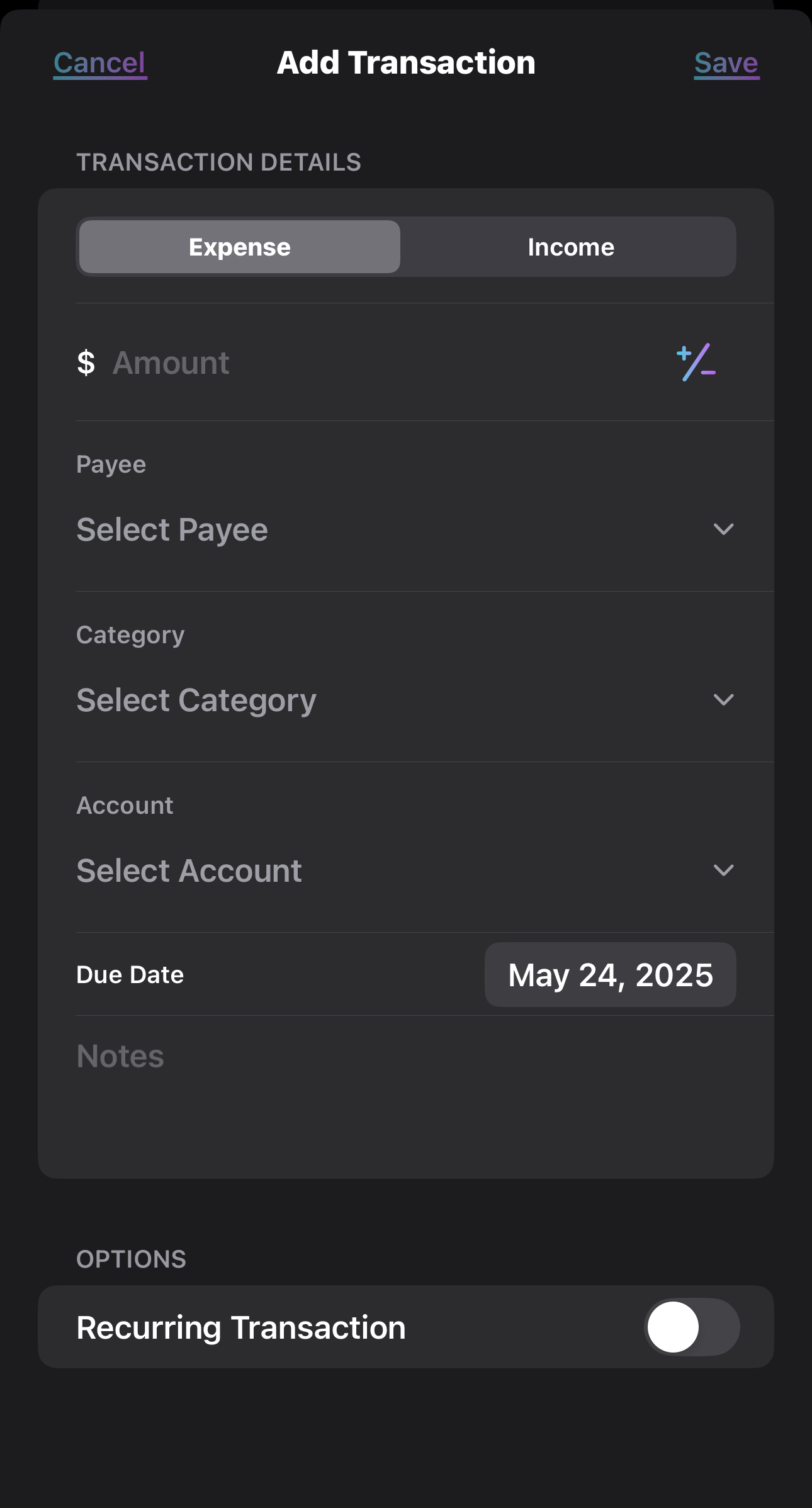 Add Transaction Preview
